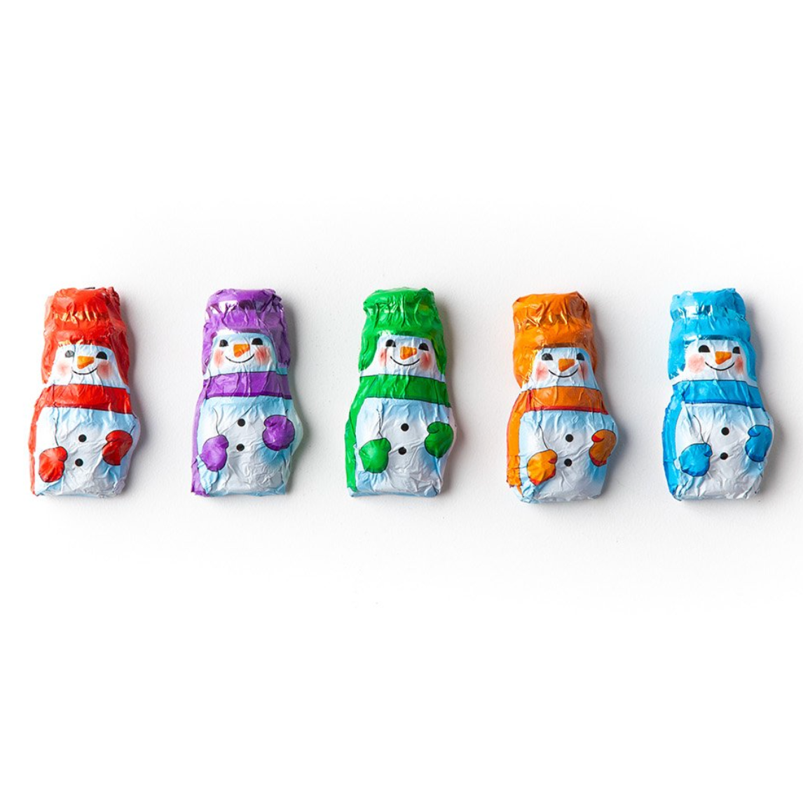 Gourmet Milk Chocolate Foiled Mini Snowmen made in Beverly Hills and Los Angeles