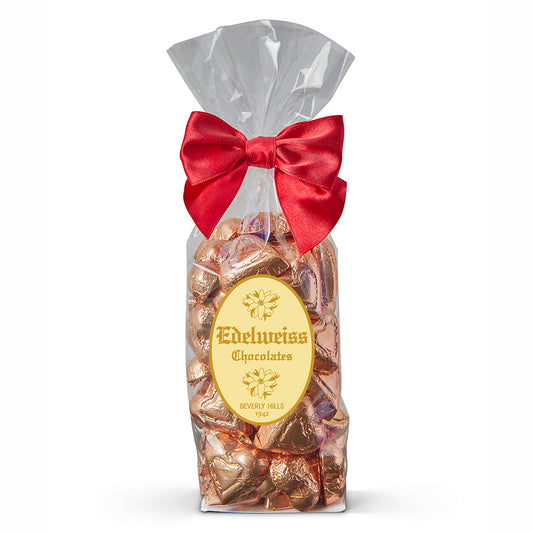 Dark Chocolate Bronze Foiled Hearts - Edelweiss Chocolates