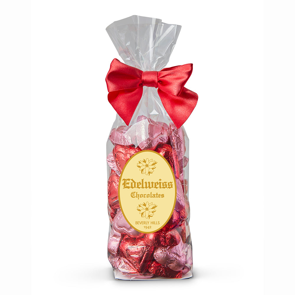 Milk Chocolate Red & Pink Foiled Hearts - Edelweiss Chocolates