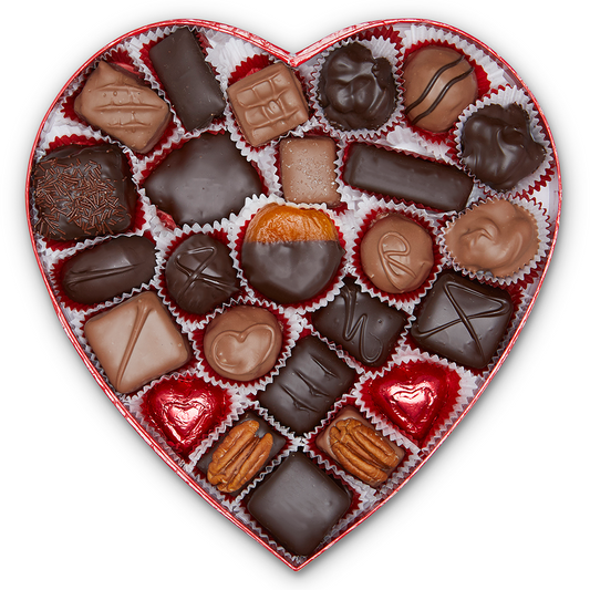 Red Leather Heart Box (1lb) - Edelweiss Chocolates - Gourmet Premium Handmade Chocolates made in Beverly Hills and Los Angeles
