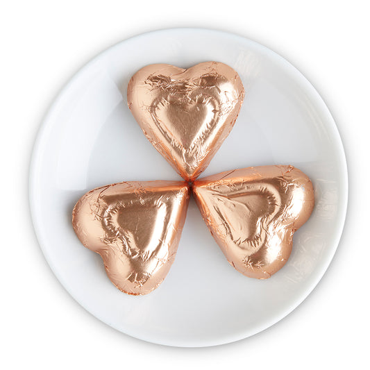 Dark Chocolate Bronze Foiled Hearts - Edelweiss Chocolates