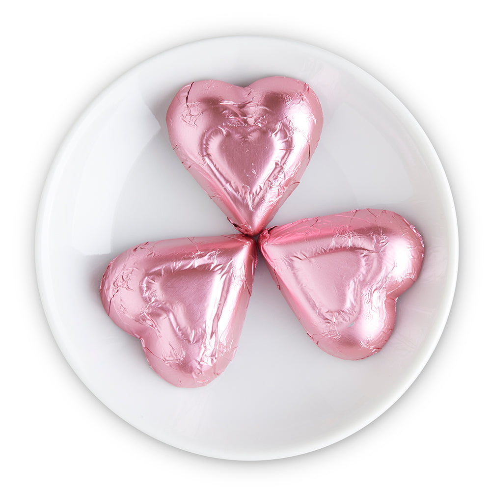 Milk Chocolate Pink Foiled Hearts - Edelweiss Chocolates