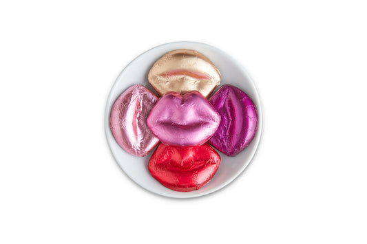 Milk Chocolate Foiled Lips In Assorted Colors - Edelweiss Chocolates