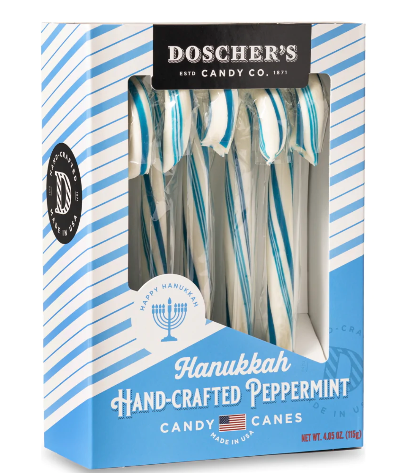 Hanukkah Candy Cane Gift Box - Edelweiss Chocolates - Gourmet Premium Handmade Chocolates made in Beverly Hills and Los Angeles