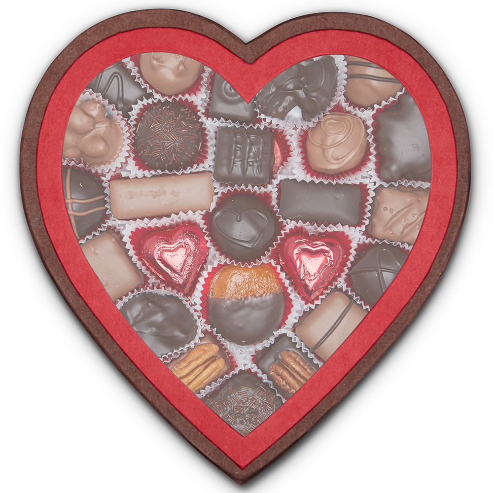 Clear Window Heart Box (1lb) - Edelweiss Chocolates