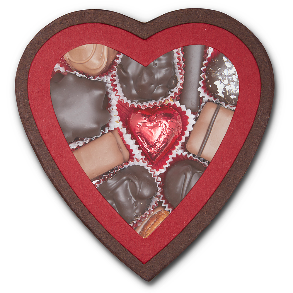Brown Window Heart Box (8 oz) - Edelweiss Chocolates