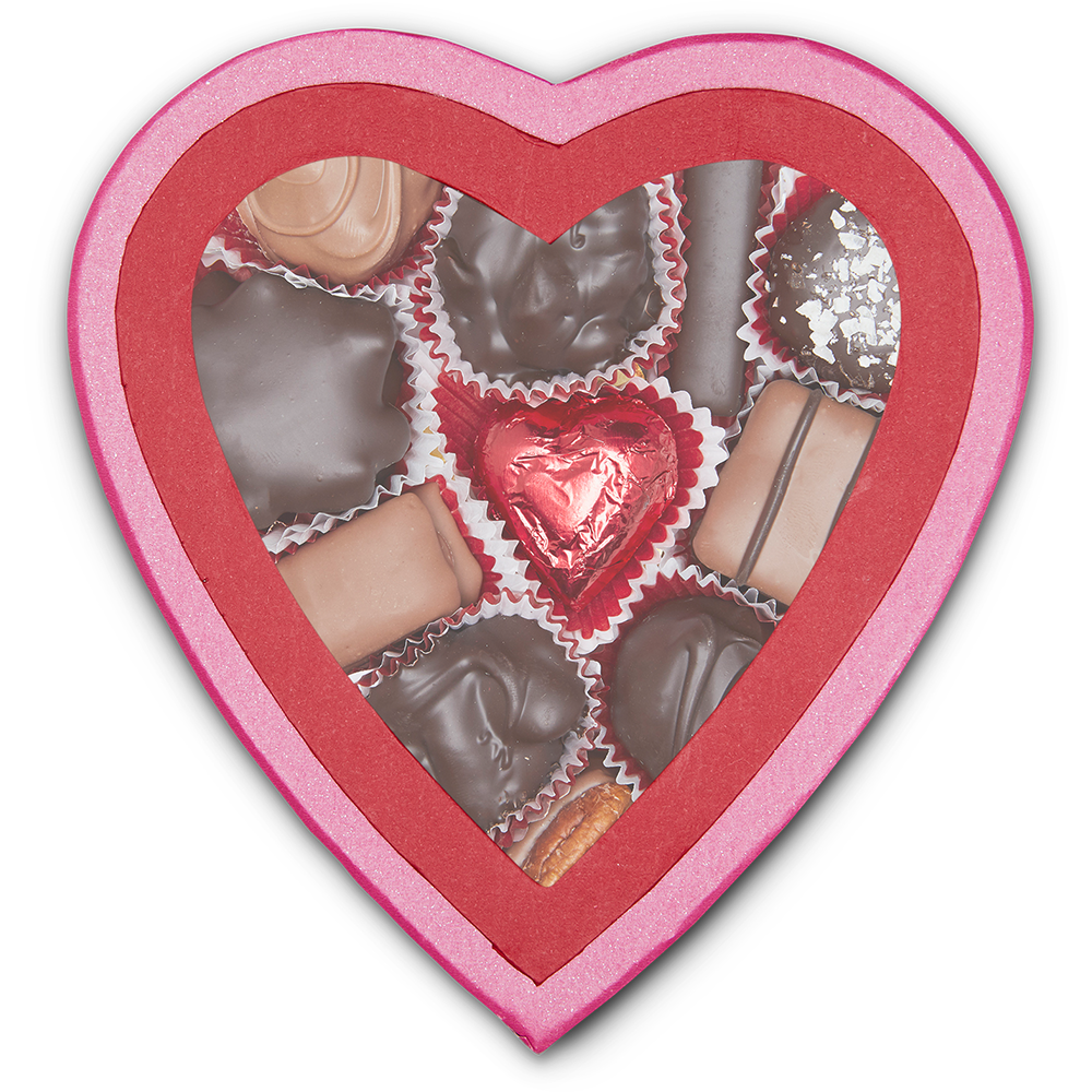 Pink Window Heart Box (8 oz) - Edelweiss Chocolates