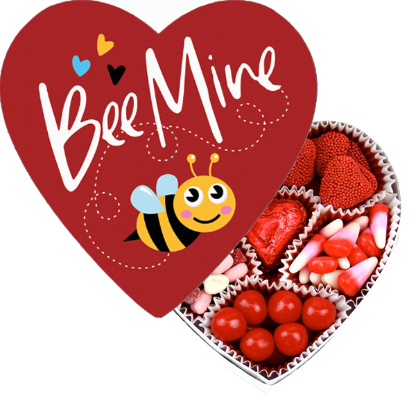 Bee Mine Heart Box filled with Candies (4 oz)