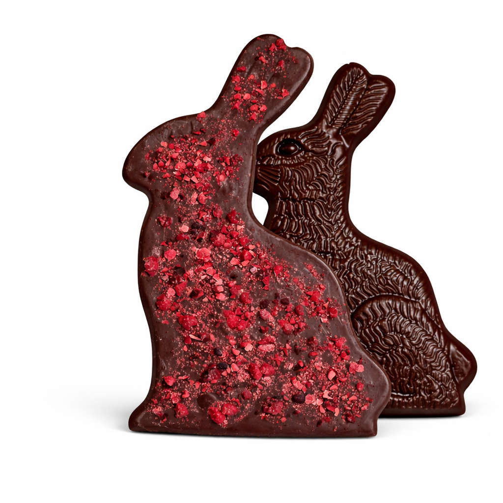 Dark Chocolate Raspberry Bunny Bark - Edelweiss Chocolates - Gourmet Premium Handmade Chocolates made in Beverly Hills and Los Angeles
