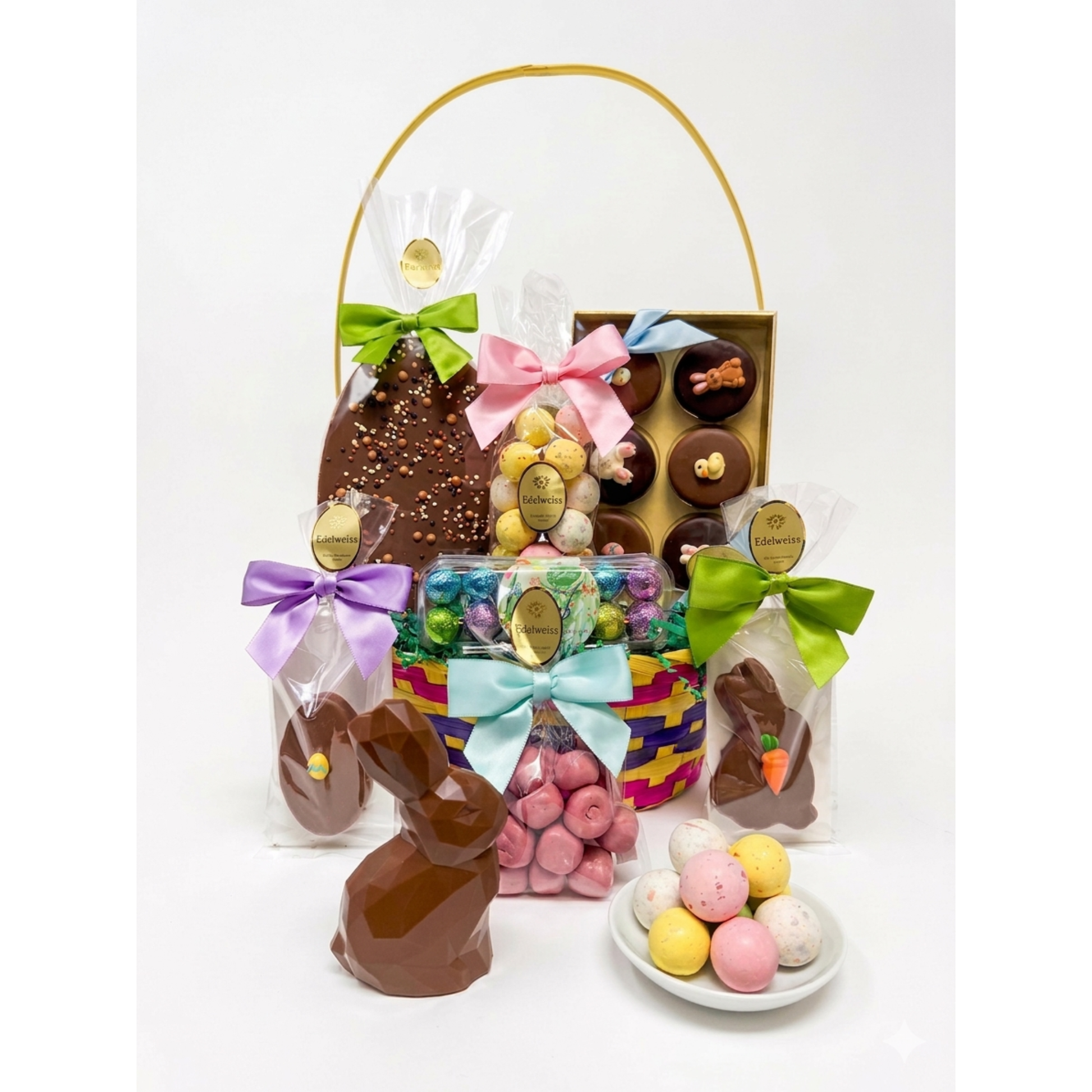 Medium Easter Basket - Edelweiss Chocolates - Gourmet Premium Handmade Chocolates made in Beverly Hills and Los Angeles
