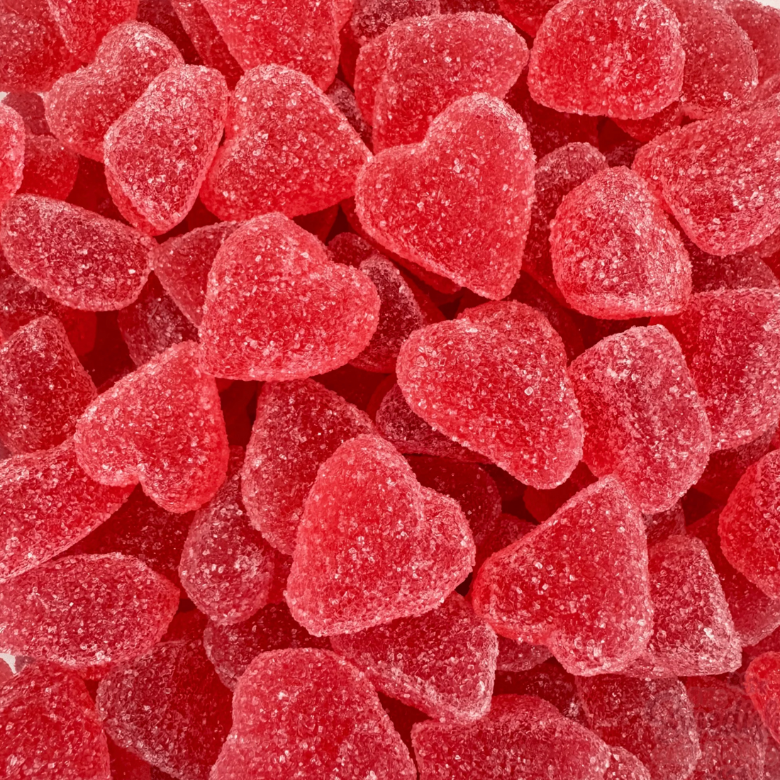 Sanded Raspberry Hearts– Edelweiss Chocolates
