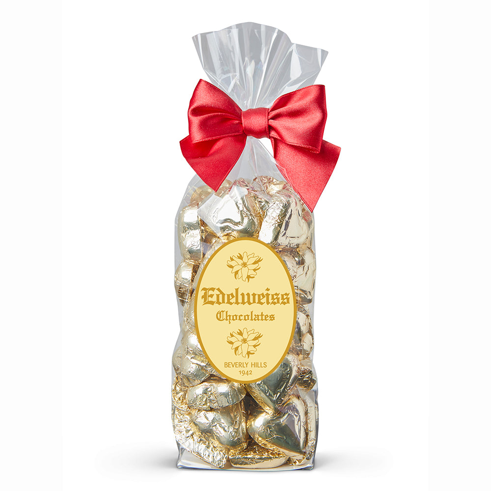 Milk Chocolate Gold Foiled Hearts - Edelweiss Chocolates