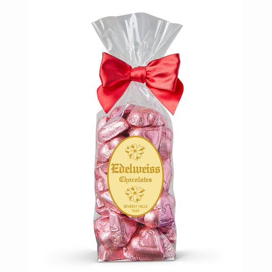 Milk Chocolate Pink Foiled Hearts - Edelweiss Chocolates