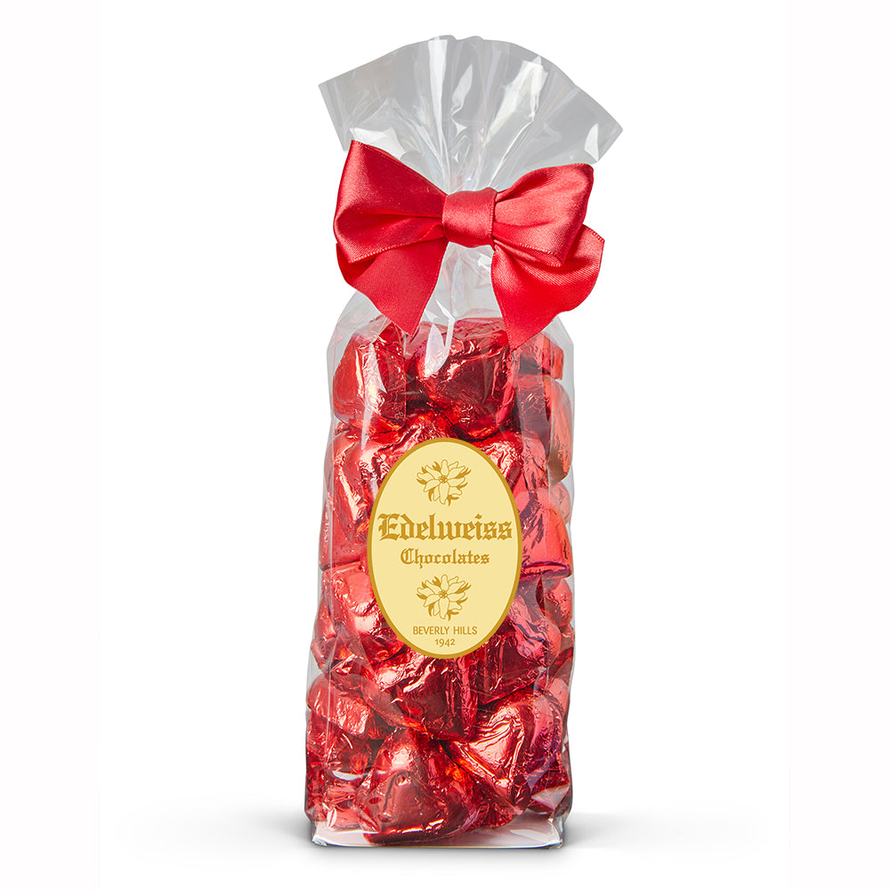 Milk Chocolate Red Foiled Hearts - Edelweiss Chocolates