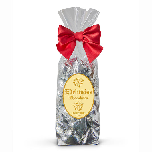 Milk Chocolate Silver Foiled Hearts - Edelweiss Chocolates