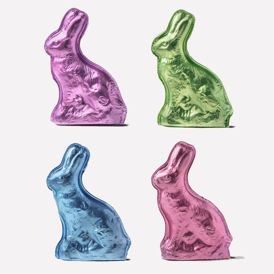 Single Colored Small Milk Chocolate Foiled Bunny - Edelweiss Chocolates
