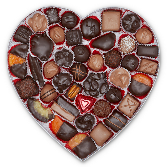 Damask Fabric Heart Box (2 pound) - Edelweiss Chocolates