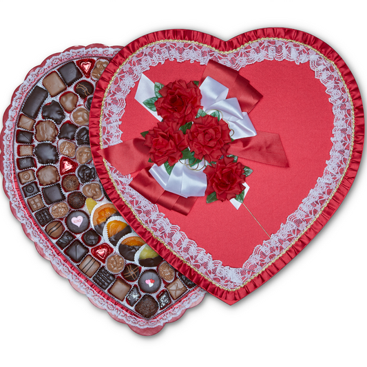 Red Satin Heart (7-8 lb) - Edelweiss Chocolates