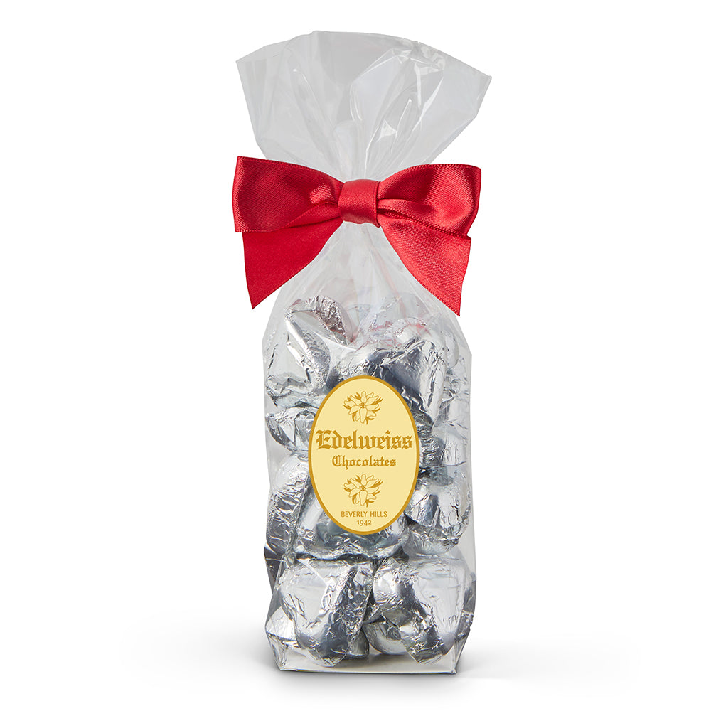 Milk Chocolate Silver Foiled Hearts - Edelweiss Chocolates
