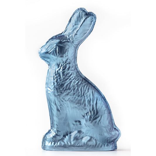 Blue Milk Chocolate Foiled Bunny (15oz) - Edelweiss Chocolates