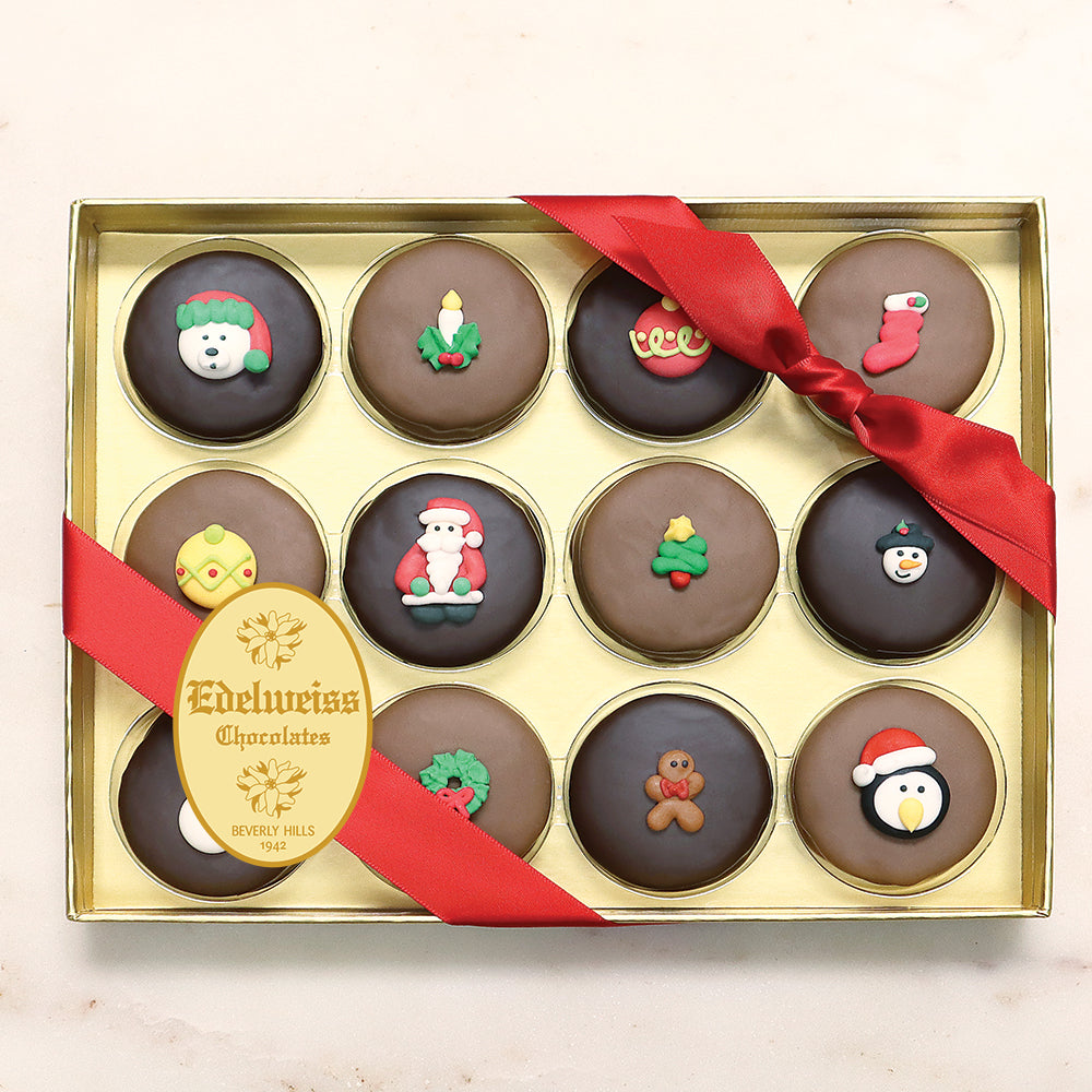 Gourmet Handmade Chocolate Christmas Oreos (12 Piece Gift Box) - Edelweiss Chocolates