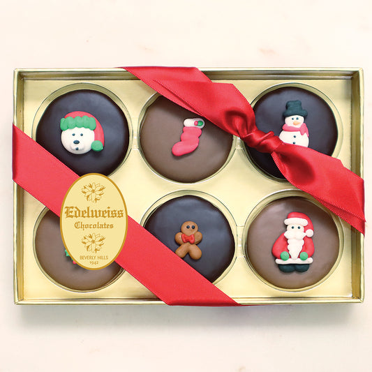 Gourmet Handmade Chocolate Christmas Oreos (6 Piece Gift Box)