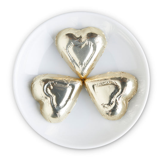 Milk Chocolate Gold Foiled Hearts - Edelweiss Chocolates