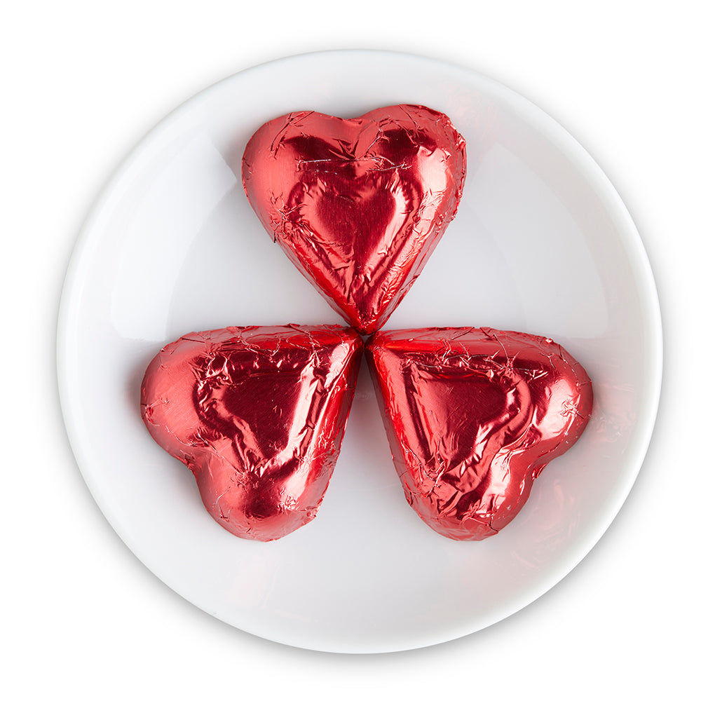 Milk Chocolate Red & Pink Foiled Hearts - Edelweiss Chocolates