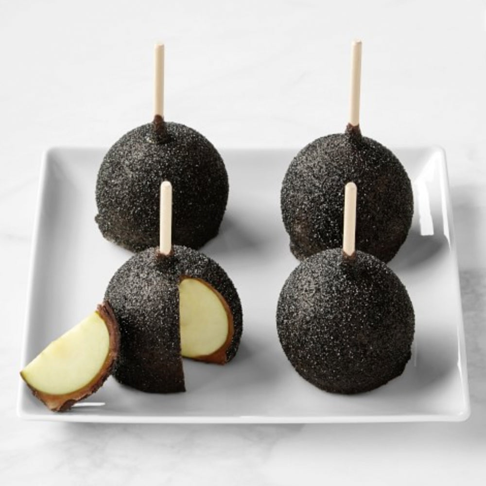Forbidden Apple (Hand-Dipped Caramel Apples with dark chocolate and black sugar, set of 4) - Edelweiss Chocolates