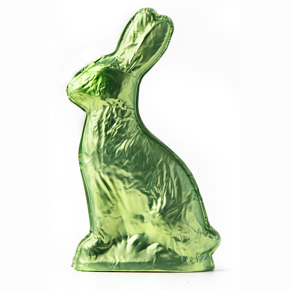 Green Milk Chocolate Foiled Bunny (15oz) - Edelweiss Chocolates