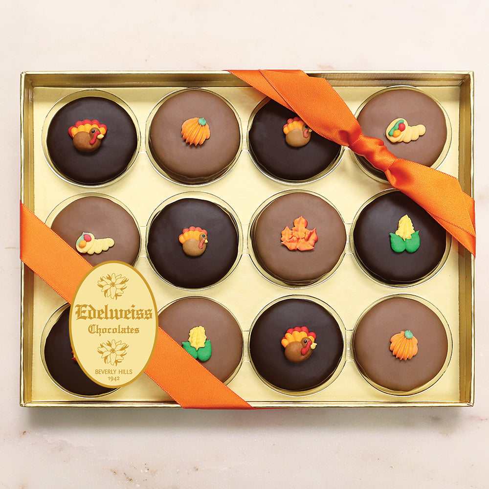 Gourmet Handmade Chocolate Thanksgiving Oreos (12 Piece Gift Box) - Edelweiss Chocolates