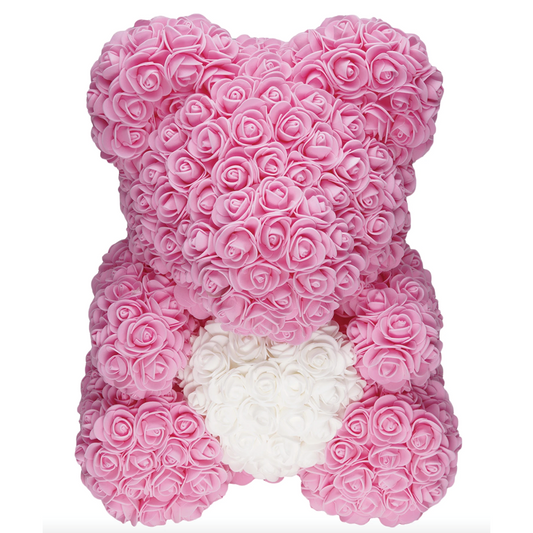 Pink Rose Bear - Edelweiss Chocolates - Gourmet Premium Handmade Chocolates made in Beverly Hills and Los Angeles
