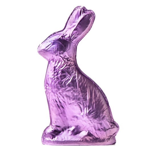 Purple Milk Chocolate Foiled Bunny (15oz) - Edelweiss Chocolates