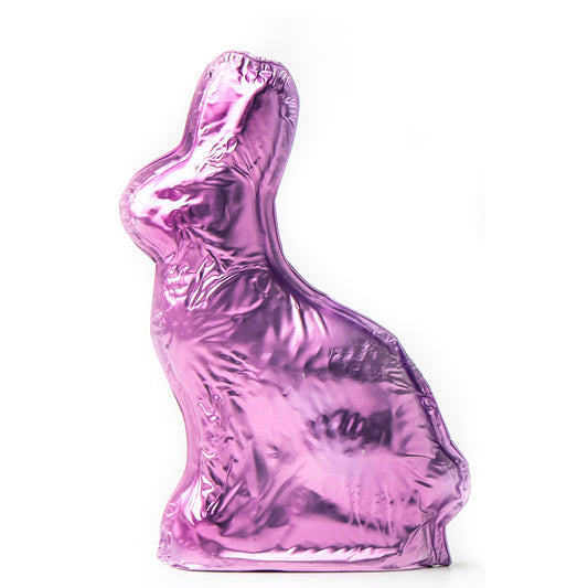 Purple Milk Chocolate Foiled Bunny (6oz) - Edelweiss Chocolates