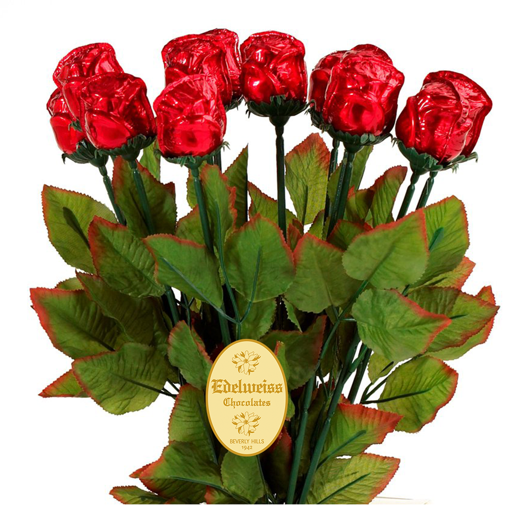 Red Milk Chocolate Roses - Edelweiss Chocolates