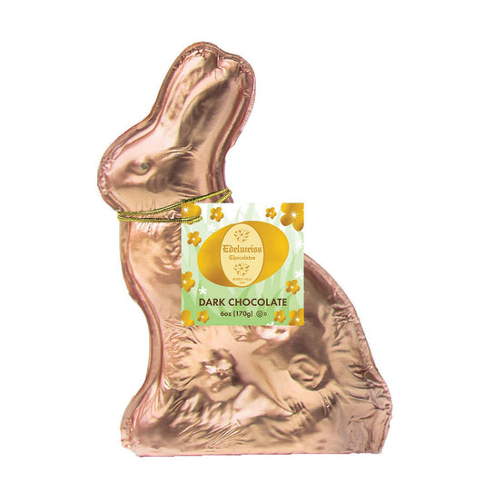 Dark Chocolate Gold Foiled Bunny (6oz) - Edelweiss Chocolates - Gourmet Premium Handmade Chocolates made in Beverly Hills and Los Angeles