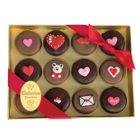 Gourmet Chocolate Valentine's Day Oreos made in Beverly Hills and Los Angeles