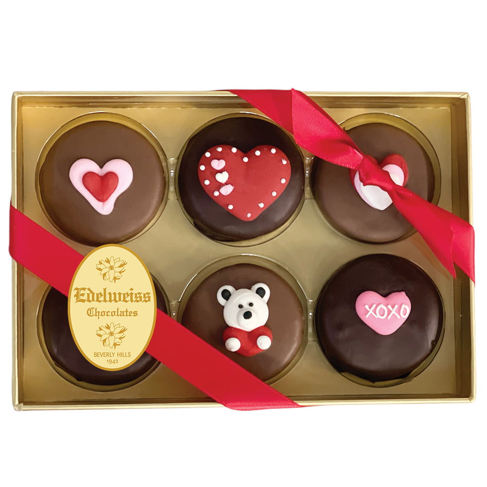 Gourmet Chocolate Valentine's Day Oreos made in Beverly Hills and Los Angeles