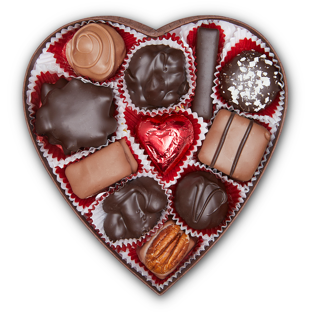 Silver Embossed Heart Box (8 oz) - Edelweiss Chocolates