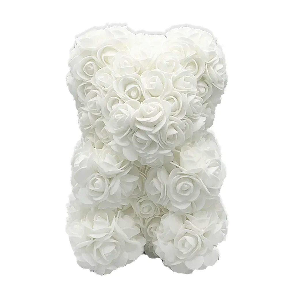 White Rose Bear - Edelweiss Chocolates - Gourmet Premium Handmade Chocolates made in Beverly Hills and Los Angeles