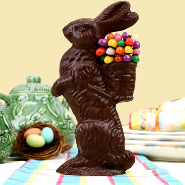 Medium Standing Chocolate Bunny Decorated With Jelly Beans (Solid) - Edelweiss Chocolates