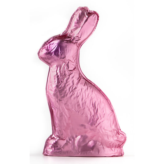 Pink Milk Chocolate Foiled Bunny (15oz) - Edelweiss Chocolates