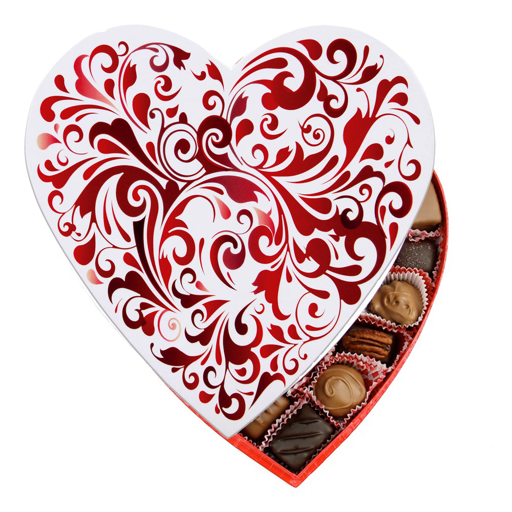 Red Swirl Heart Box (1lb) - Edelweiss Chocolates