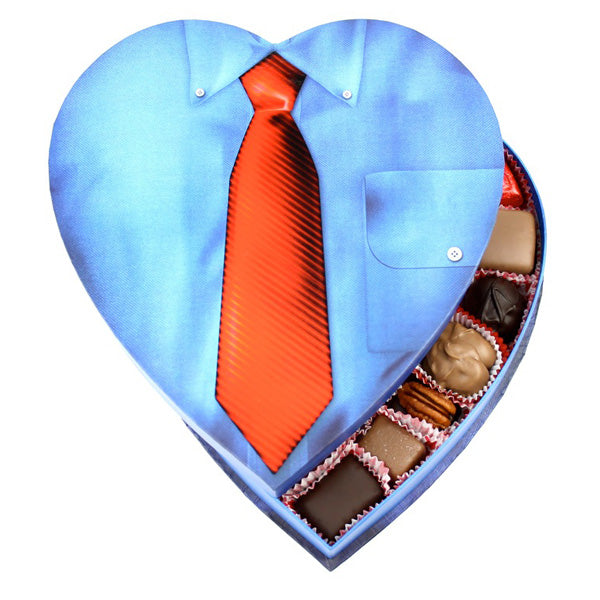 Printed Men's Shirt Heart Box (1lb) - Edelweiss Chocolates