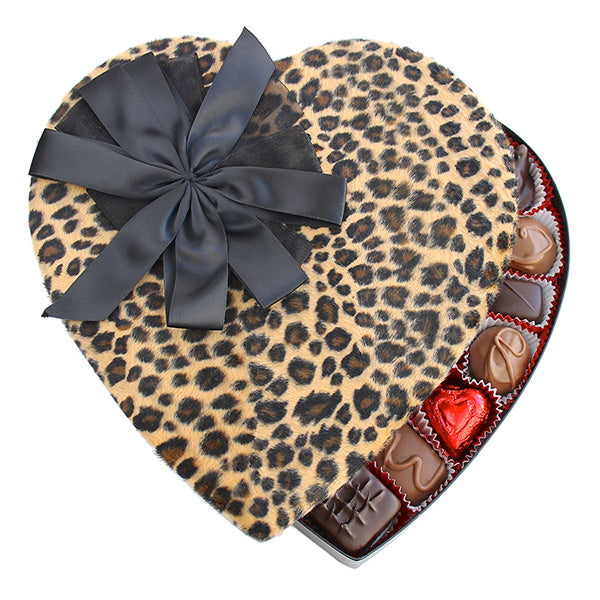 Cheetah Fabric Heart Box - Edelweiss Chocolates
