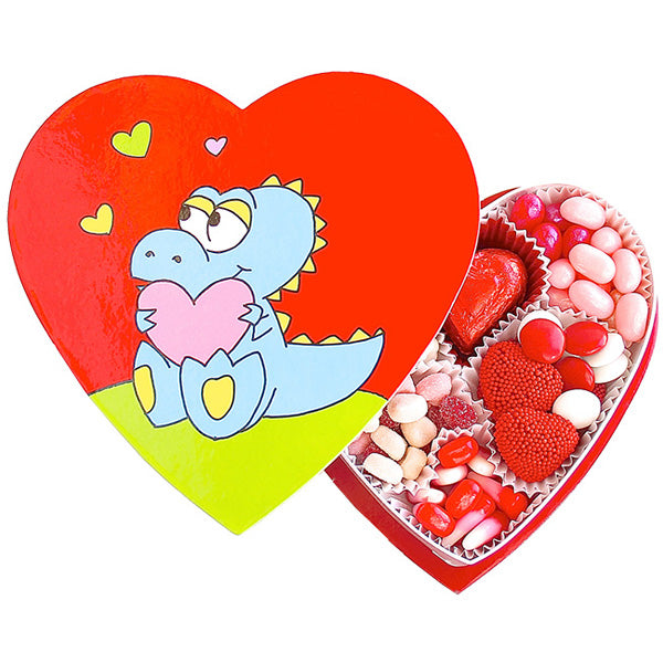 Dinosaur Heart Box filled with Candies (4 oz) - Edelweiss Chocolates - Gourmet Premium Handmade Chocolates made in Beverly Hills and Los Angeles