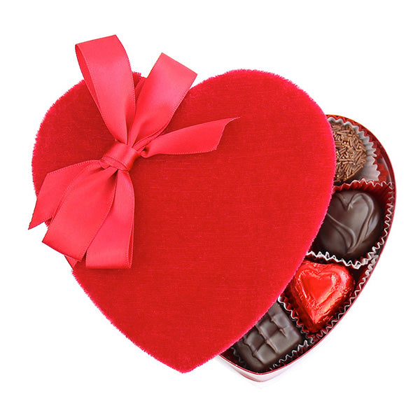 Red Velvet Heart Box (4 oz) - Edelweiss Chocolates