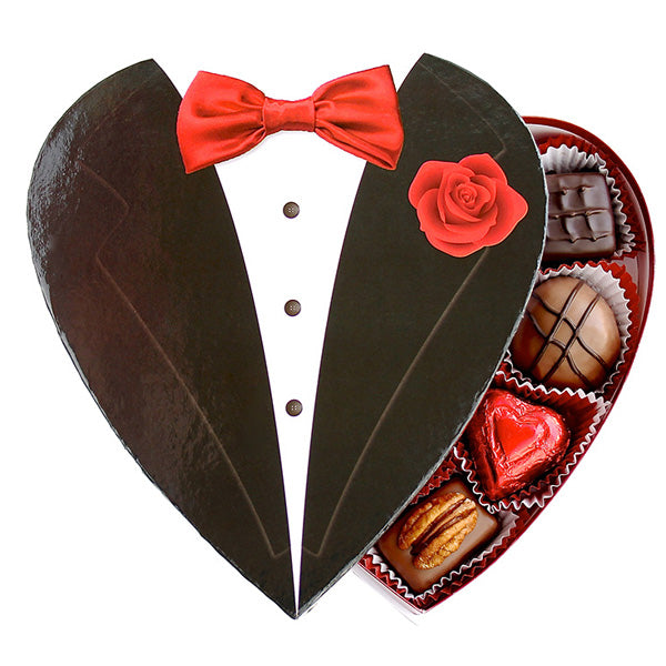 Printed Tux Heart Box - Edelweiss Chocolates