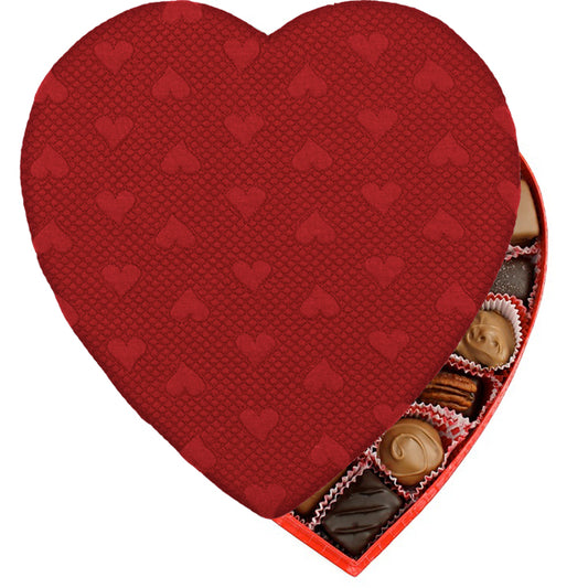 Quilted Red Heart Box with Assortment made in beverly hills and los angeles