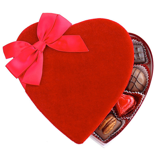 Red Velvet Heart Box (8 oz) - Edelweiss Chocolates